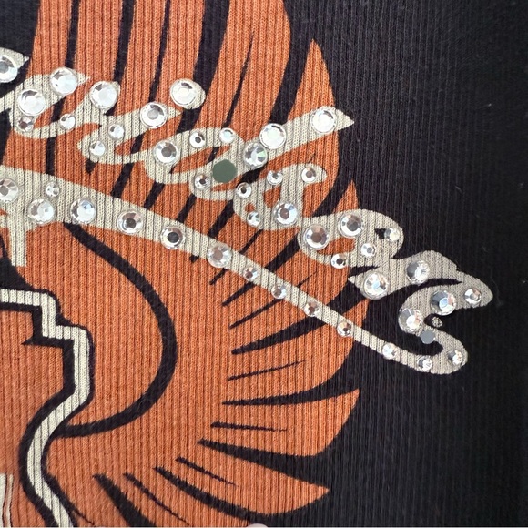 HARLEY DAVIDSON Rhinestone Classic Black Ribbed Tank L - Picture 3 of 8